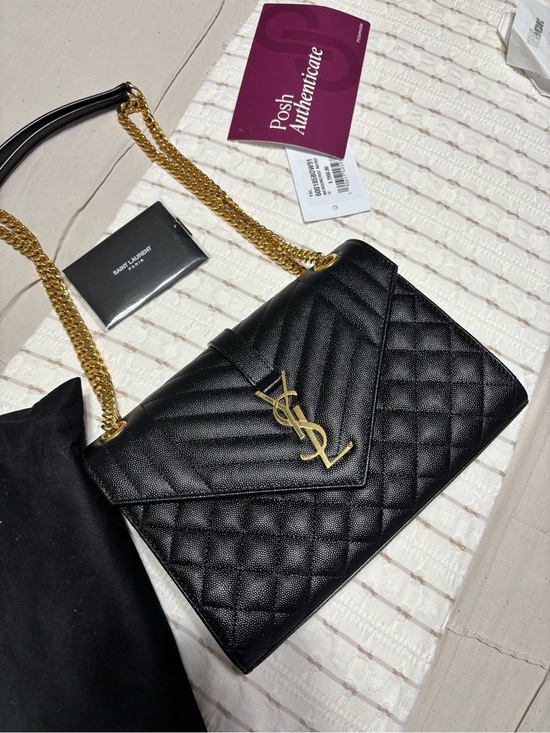 Yves Saint Laurent Handbags - Like NEW YSL Medium Envelope Quilted Flap Bag In Black